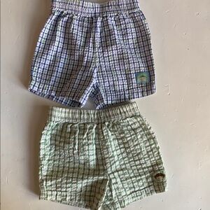 Starting Out 3M Plaid Kids Shorts Set - Blue and Green